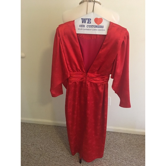 Vintage Red Silk Gown ( Hand Made) - Picture 3 of 3
